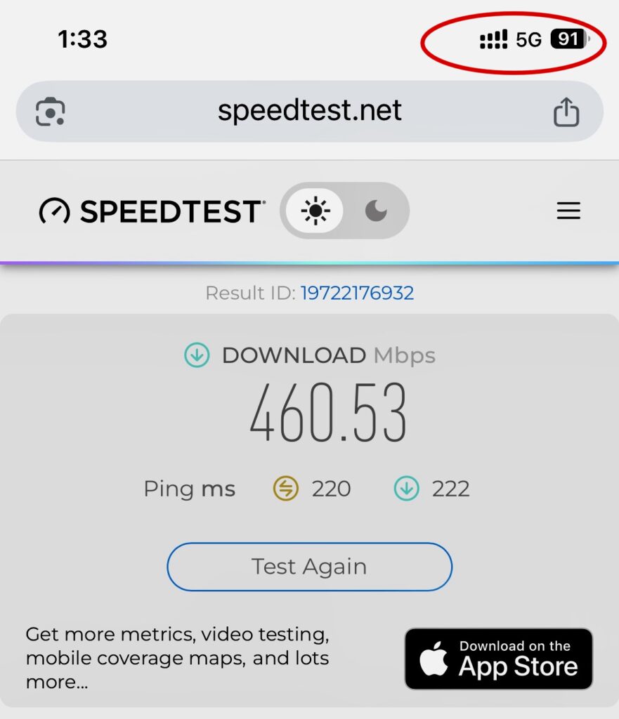 speed test Holafly sim